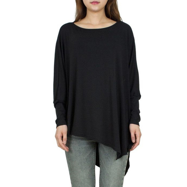 New Loose Bat Sleeves Large Size Personality Tailoring Irregular Hem Women's T-shirt Female Fashion Trend Popular jooyoo