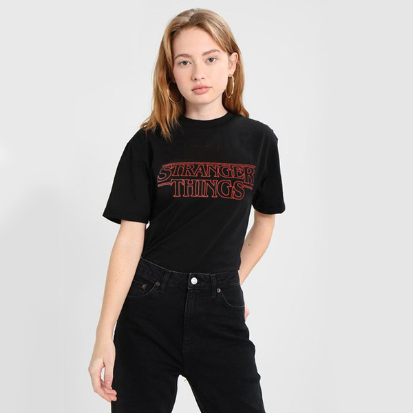 Strange things letter print T-shirt loose shirt T-shirt ladies letter printing T-shirt fashion Harajuku casual camisetas mujer shirt NV87 RF