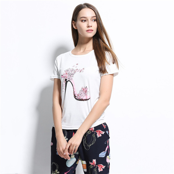 summer 2017 fashion design t-shirt clothes Kawaii High-heeled shoes t shirts for women crop tops womens clothing harajuku pugs ZSIIBO NV51-F