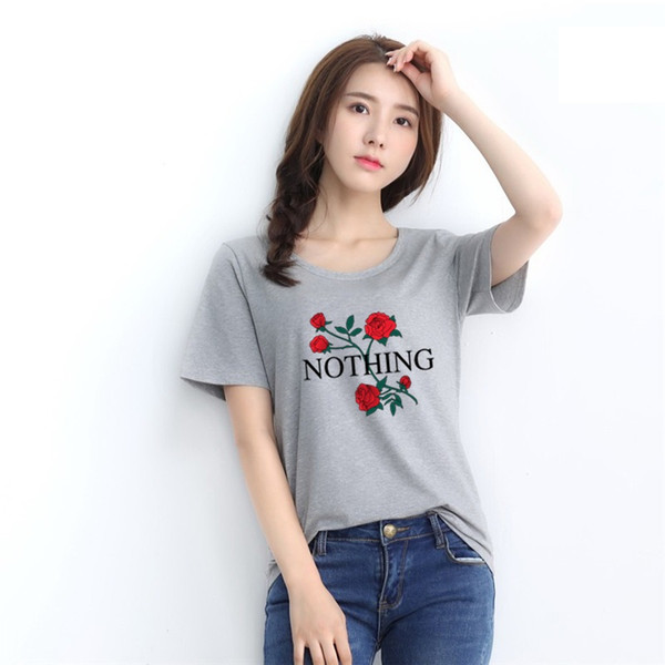 2017 fashion design women t shirt fashion clothes Rose n Pocket t shirts for women crop tops womens clothing harajuku pugs t-shirt NV52-F