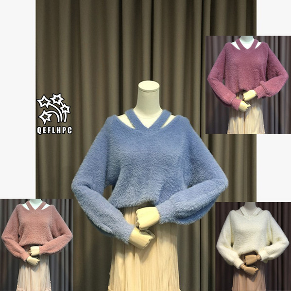 Fashion casual ladies blouse Round collar Knitted sweater Winter Spring Keep warm Women Sweaters Long Sleeve Halter Women Knits &Tees A23