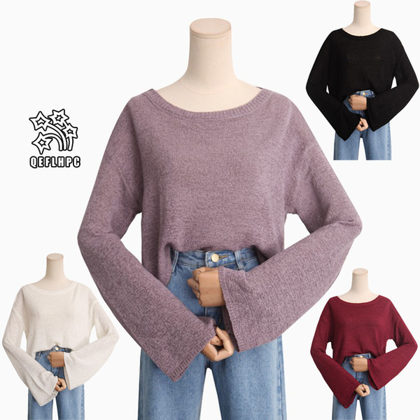 Fashion casual ladies blouse Round collar Knitted sweater Winter Spring Keep warm Women Sweaters Long Sleeve Scoop Neck Women Knits &Tees B2