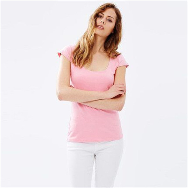 BOFUTE New European American Sexy Pink Back Short Sleeve Shirt T-shirt B5001