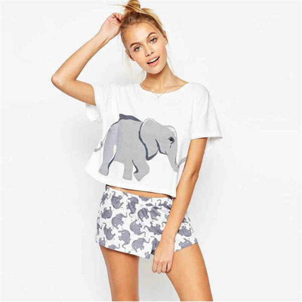 BOFUTE New summer sweet cute elephant pattern printing fashion wild short-sleeved T-shirt female B5049