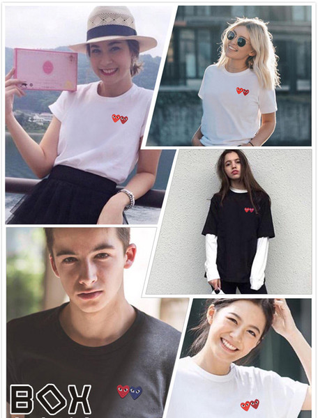 PLAY Yu Kawakubo 2019 Fashion Designer T Shirt Men and women of the same couple short sleeves love print small love short sleeve