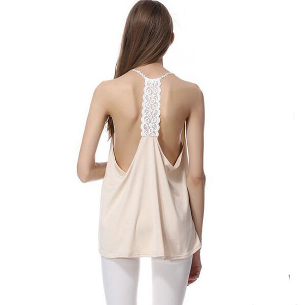 Fashion Exquisite Tank Top Women Summer Sexy Sleeveless Backless Tops Loose Blouse Lace Strap T Back Vest Shirt