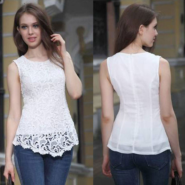 New Women Cotton Knitted Lace Sleeveless Tank Tops Plus Size S - 5XL Causal Lace Tops Women Pullovers S-XXL Women Clothing