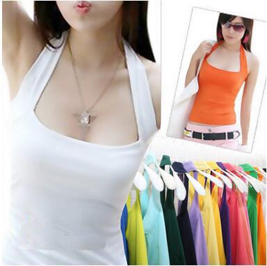 New Arrivals Women Summer Cotton Sleeveless Candy Tank Tops Halter Neck Casual Vest Sleeveless O Neck Sleeveless Blouse