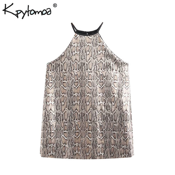 Vintage Sexy Sequin Snake Print Tops Women Camis Fashion Sleeveless Backless Streetwear Ladies Blouses Casual Blusas Mujer