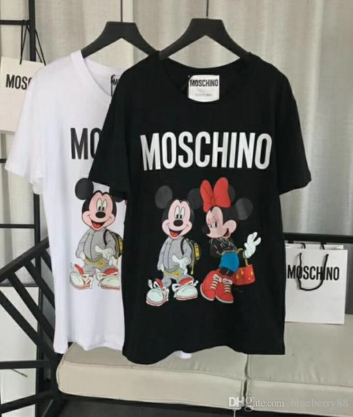 19ss new Spring new style womens Designer t-Shirt Top-quality Casual t Shirts Crew Neck likable Mouse printing t Shirts white concise style