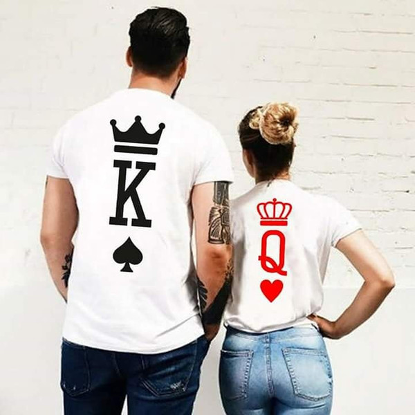 Poker Graphic King and Queen Tumblr Funny Streetwear T Shirt Fashion Men Women Couple T-shirt Clothing 2018 Summer Lover Tees