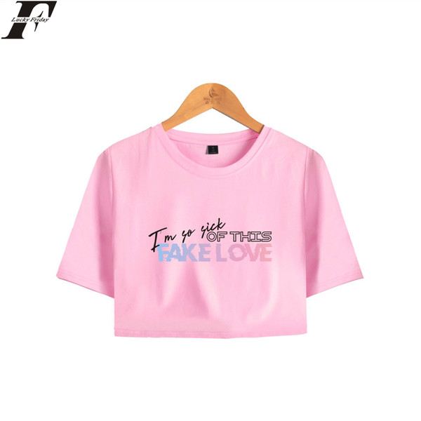 2018 FAKE LOVE T-shirt 100% Coon Crop Top BTS Short Sleeve T-shirt Hip Hop Short Clothes Casual Plus Size