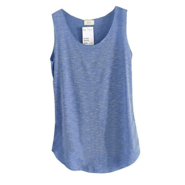 Wholesale- Womens U-Neck Beach Vest Summer Loose Bamboo Cotton Tank T-Shirt Tops Tee