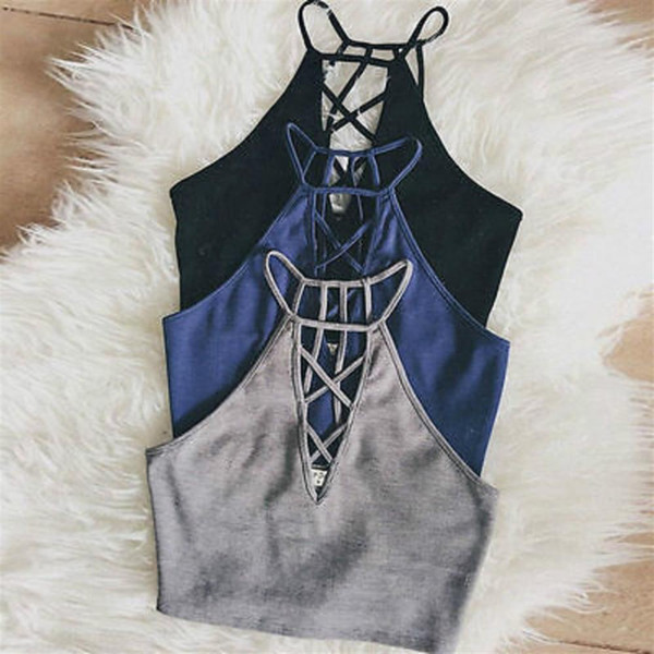 Fashion Summer Women Casual Bandage Halter Tank Tops Vest Tees Sleeveless Leotard Crop Tops Camis Shirts NEW