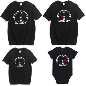 Family Matching Clothes Short Sleeve Outfit Look clothing Fuel Meter Print Family Casual Cotton Tops RRA181