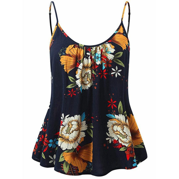 KANCOOLD women's shirt Summer Party Sexy Women's Sleeveless Summer Sunflower Print Spaghetti Strappy Tank Tops kawaii 3JUN13