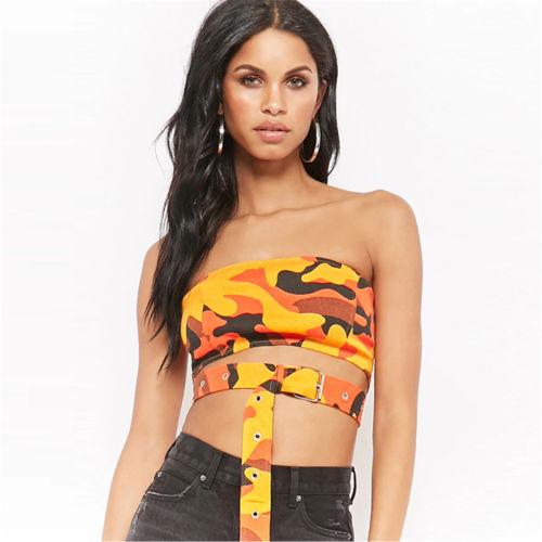 Women Fashion Summer Clothes Camouflage Tank Tops Vest Casual Sleeveless Shirt Crop Tops Women Summer Cothing