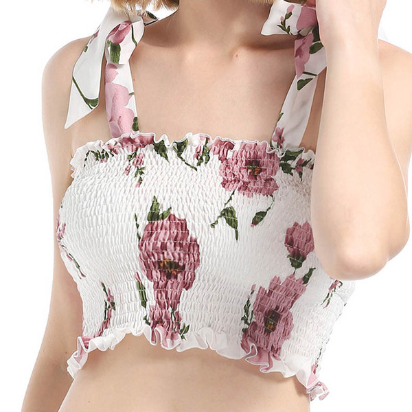 YELITE Women Floral Print Elastic Boho Bandeau Tube Tops Bra Cami Strapless Lingerie female Women's crop tank Wrap top