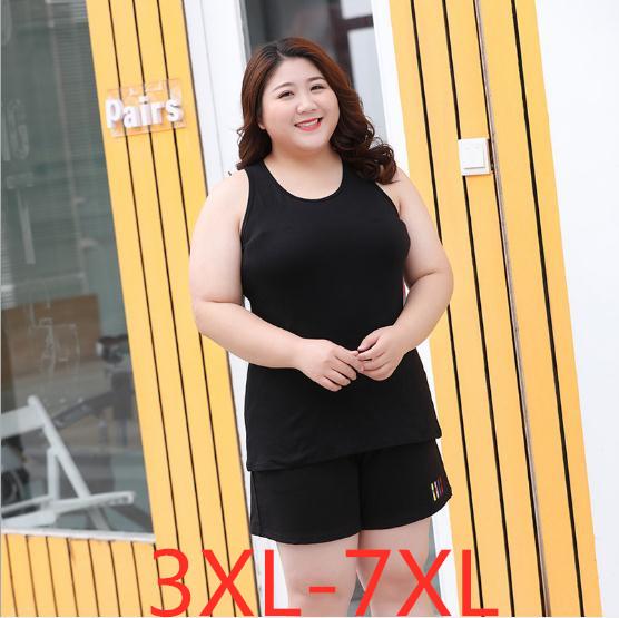 2019 summer plus size tank tops for women loose casual sleeveless elastic vest black wowan large size vests 3XL 4XL 5XL 6XL 7XL