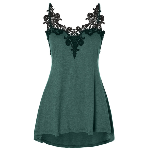 MUQGEW 2019 summer mini dress Women Plus Size Sexy Embellished Halter Neck Vest Blouse Lace Tank Sling Tops#g4