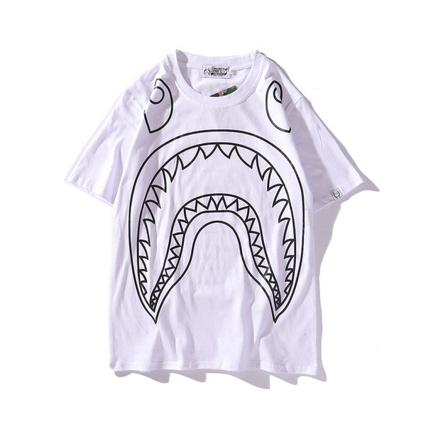 New Arrival Women T-shirt Design Fashion Shark Print Summer Clothing Short-sleeved Round Neck with Two Color M-XXL Availiable