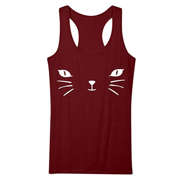 Cat Print Summer Simple Comfortable Tank Top Casual Shopping Blouse Women Vest Party Daily Outdoor Sleeveless Polyester