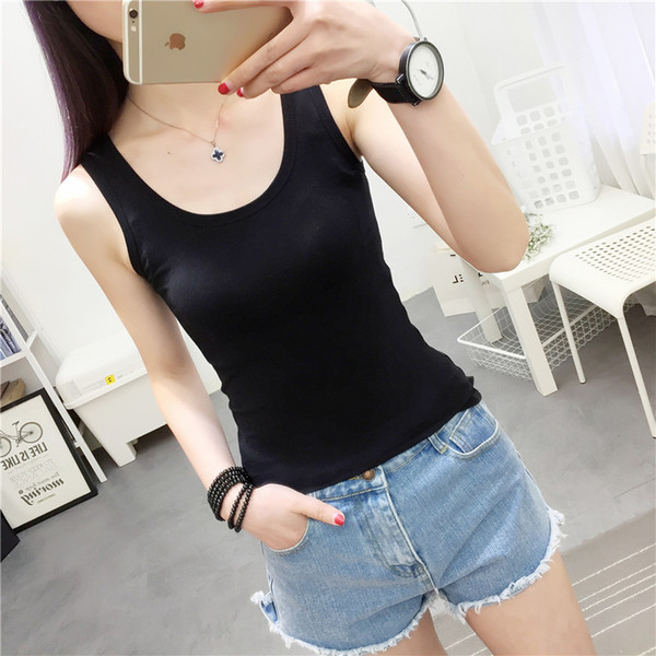 Tank top Women Summer Casual Camisoles Women's Tops T-shirt Spaghetti Strap Cropped Vest Female Camis Fashion Synthetic cotton