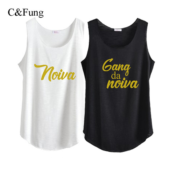 C&Fung design Noiva gong de noiva Tank Tops Portuguese bachelorette party shirts Tanks celebrate day team bride tee tops