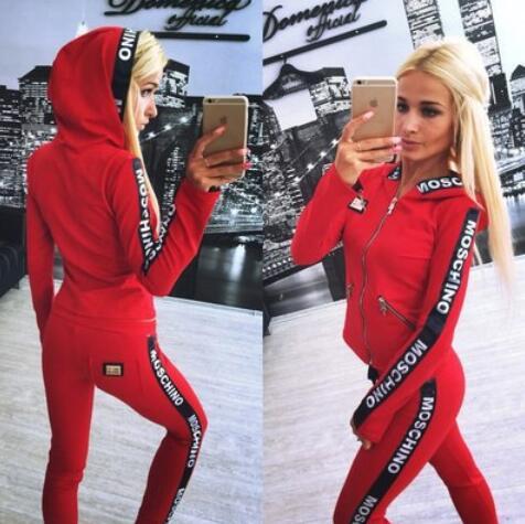 2018Hot Sale pink Women's Tracksuits spring style sweatshirt Print tracksuit women Long Pants Pullover Tops Womens set Women Sport Suits