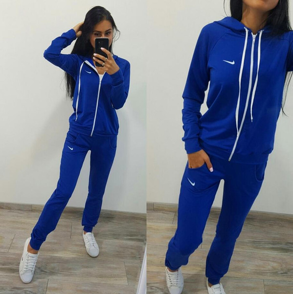 2018 Europe and the United States Hot Women Slim Fashion Sportswear Hoodie Sweatshirt Casual Two-piece Free Shipping