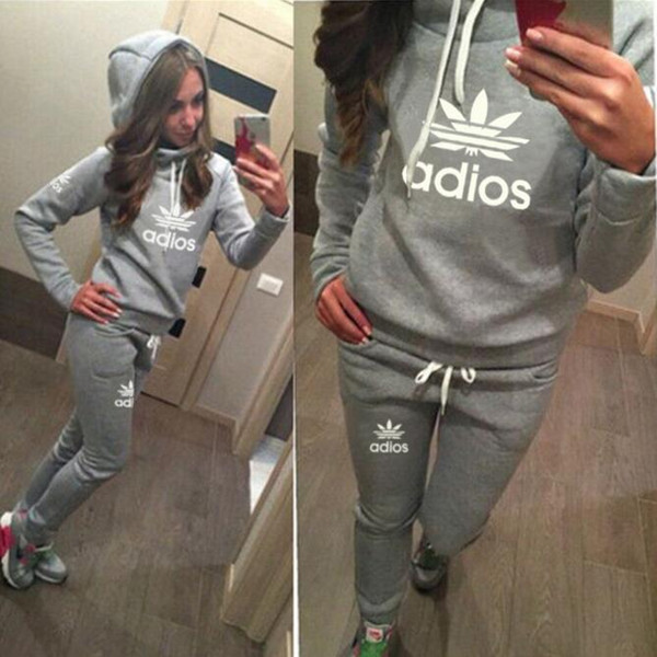 Women sport suit Hoodies Sweatshirt +Pant Running Sport Track suit 2 Pieces jogging sets survetement femme clothing