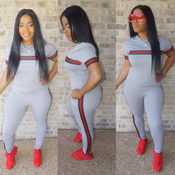 2019 Sexy Summer Women Suits T-shirt Pants 2pcs Clothing Set Tracksuits Jogger Suits Luxury Clothes free shipping