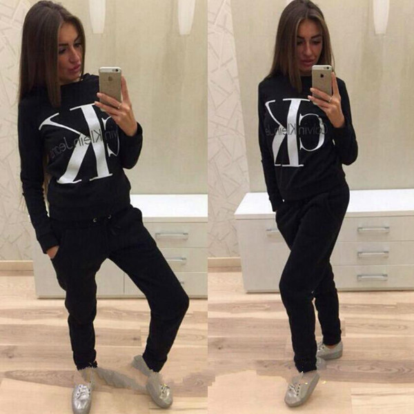 Y9902 Explosion models European and American women's fashion casual sports suits letter printing ladies high-end two-piece