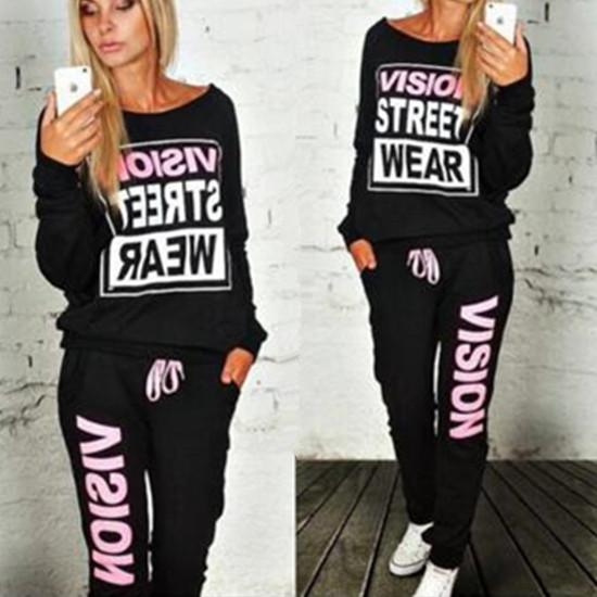 Tops Pants New Tracksuit Sweat Suit Hot Womens 1set Sweatshirt Fashion