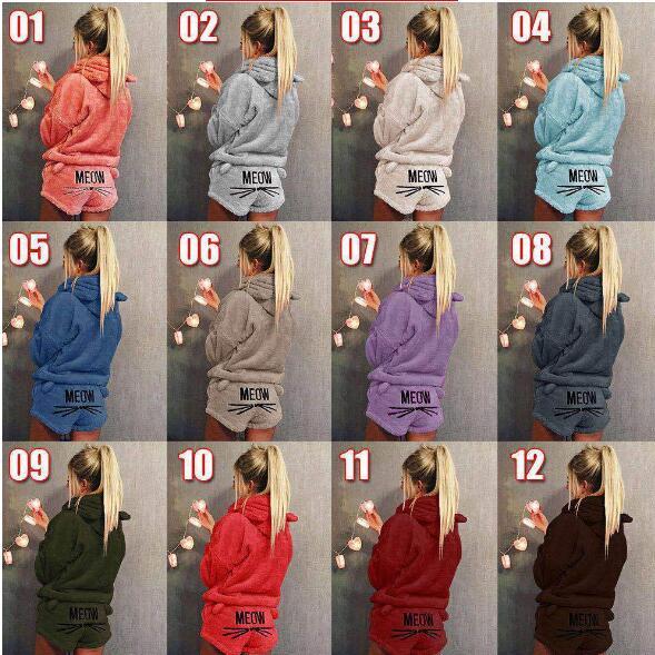 women flannel pajamas casual suit hoodie shorts sports suit letter pullover short pants nightdress tracksuit lady fall winter outfits