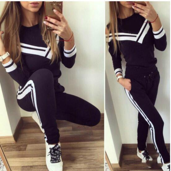 Women Two Piece Set Female Tracksuit Fleece Hoodies Top + Pants Ladies Long Sleeve Outfit Femme Sporting Suits