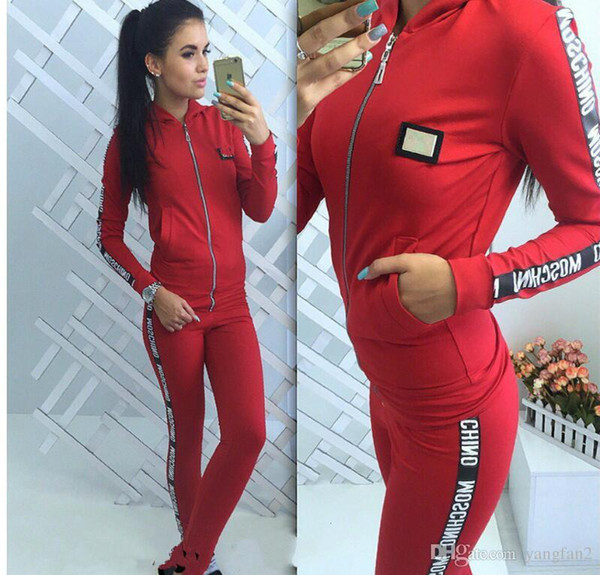 hot: mos Tracksuit Women Spring Autumn Casual Suit (Hooded Sweatshirt+Long Pants) Zipper Leisure Suits high qualit