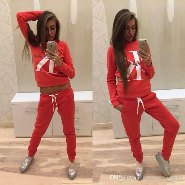 Black Tracksuits Sportswear Clothing Red Hoodies Womens Jogging Sport Suit for Yoga wear Leisure clothes Aerobics clothing