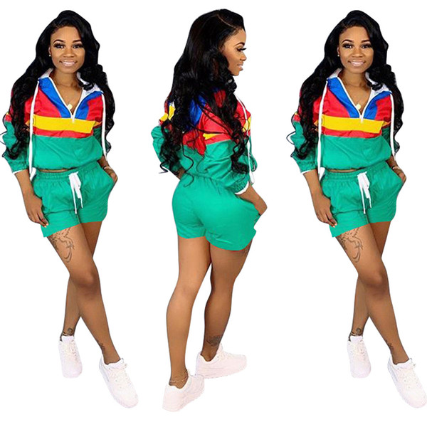 Summer Fashion Designer Women Hoodie 2 Piece Set Tracksuit Top with Shorts Sportswear Sports Size S-3XL