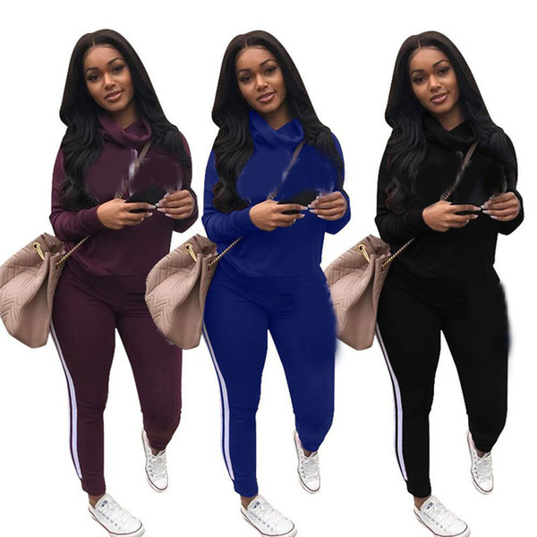 Women Two Piece Outfits Pink Letter Print Tracksuits Set Autumn Long Sleeve Hoodies Tops + Jogger Pants Set Sweatsuit 2pcs