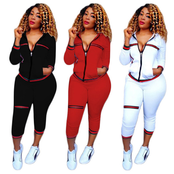 Leisure sports suit standard code European and American fashion suit fashion webbing thread running sportswear Jogging Clothing