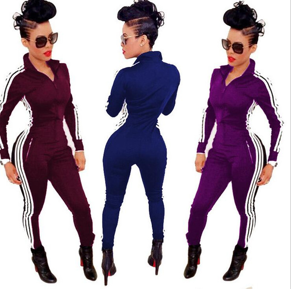 2018 hot sale of women's fashionable solid color zipper bodysuit Women's Tracksuits S-XL