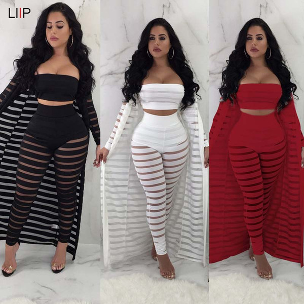 summer 2018 sexy lace 3 piece set tracksuit women crop top and pants set 2 piece sets womens outfits women sets clothes XJ5121