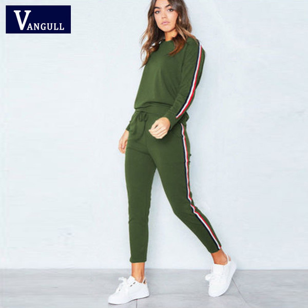 Casual fashion Women's Clothing 2018 Autumn Sportswear Women Sets long sleeve 2 Piece Jumpsuit Plus Size 3XL Long Pants Pullover