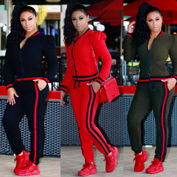 Womens Casual Fashion Autumn Long Sleeved Two-piece Jogger Set Ladies Fall Tracksuit Sweat Suits