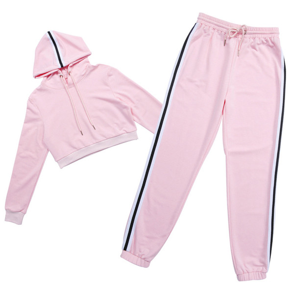 2 piece set women suit crop top sweatpants crop hoodie set female winter sweatshirt pants two piece track suit S1720226