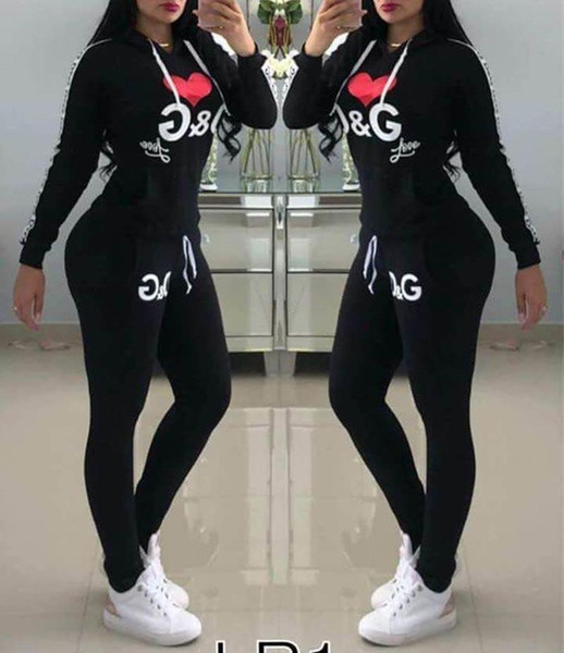 New Women Letter Sweater Set Autumn Winter Casual Sports Set tracksuit letter suit pant Free Shipping