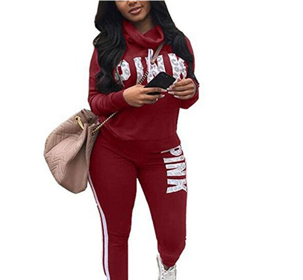 Spring supfs Woman Tracksuit 2 Piece Set Pink Print Full Sleeve Sweatshirt Top And Long Pants Casaul Female Sweat Suit Women Clothes