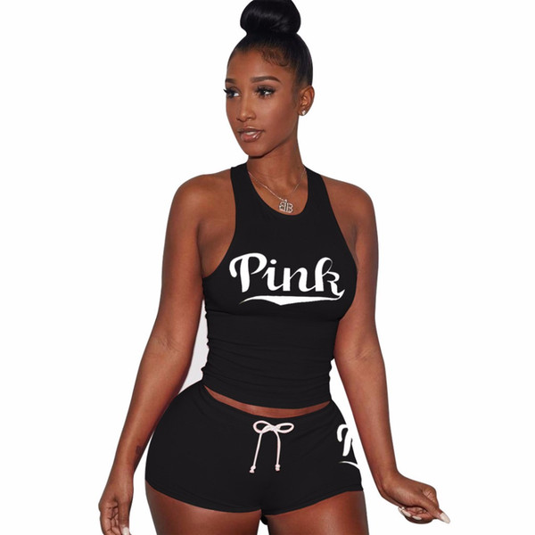 Letter Print 2 Piece woman Set Women Summer Plus Size Sleeveless Top and Shorts Casual Black Outfits Two Piece Tracksuit