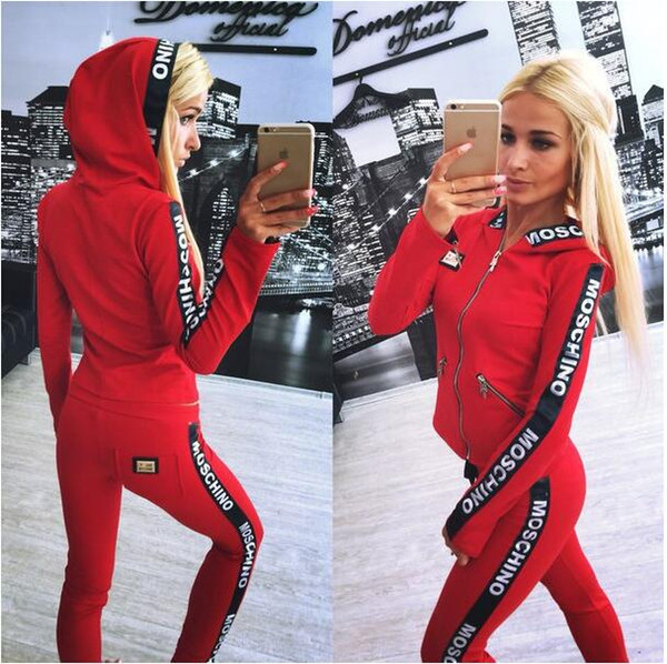 2017Hot Sale pink Women's Tracksuits spring style sweat shirt Print tracksuit women Long Pants Pullover Tops Womens set Women Sport Suits